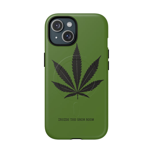 Cannabis Leaf Tough Magnetic Phone Case — "Inside The Grow Room" Green