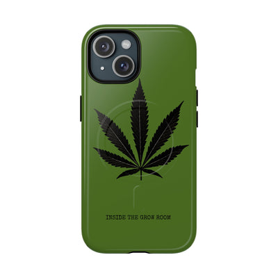 Cannabis Leaf Tough Magnetic Phone Case — "Inside The Grow Room" Green